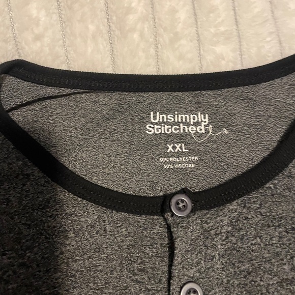NWT Unsimply Stitched Gray Henley pj top long sleeve size xxl - Picture 4 of 8